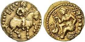 The Gupta Empire
Kumaragupta I, 409 – 450/452 AD. Dinar, Horseman type, 409-450/452, AV 8.15 g. King on horseback r., holding bow. Rev. The goddess L...
