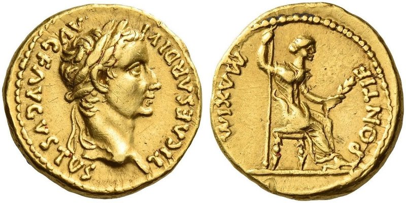 Tiberius augustus, 14 – 37. Aureus, Lugdunum 14-37, AV 7.61 g. TI CAESAR DIVI – ...