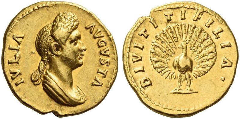 Julia, daughter of Titus. Aureus 88-89 (?), AV 7.62 g. IVLIA – AVGVSTA Draped bu...