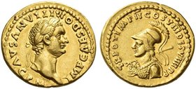Domitian augustus, 81 – 96. Aureus 82, AV 7.76 g. IMP CAES DOMITIANVS AVG P M Laureate head of Domitian r. Rev. TR POT IMP II COS VIII DES VIIII PP He...
