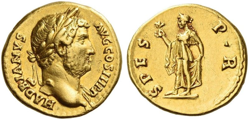 Hadrian augustus, 117 – 138. Aureus 134-138, AV 7.12 g. HADRIANVS – AVG COS III ...