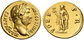 Hadrian augustus, 117 – 138. Aureus 134-138, AV 7.12 g. HADRIANVS – AVG COS III P P Laureate bust r., wearing drapery on l. shoulder. Rev. SPES – P R ...