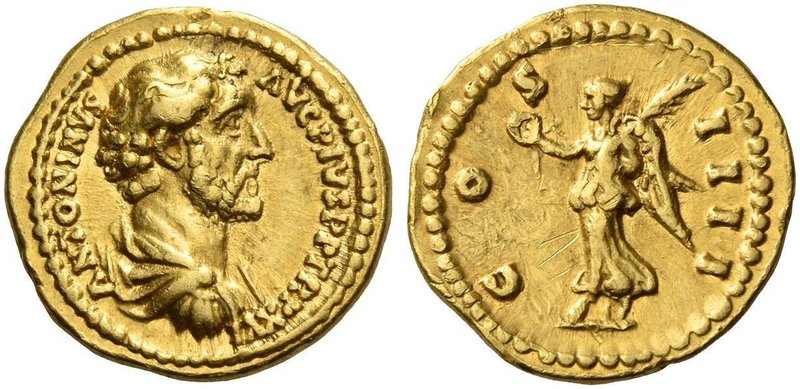 Antoninus Pius augustus, 138 – 161. Quinarius circa 152-153, AV 3.62 g. ANTONINV...