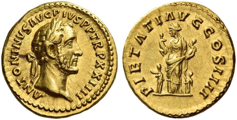 Antoninus Pius augustus, 138 – 161. Aureus 159-160, AV 7.34 g. ANTONINVS AVG PIV...