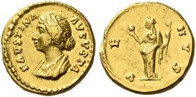 Faustina II, daughter of Antoninus Pius and wife of Marcus Aurelius. Quinarius 161-174, AV 3.80 g. FAVSTINA – AVGVSTA Draped bust l. Rev. VE – NVS Ven...
