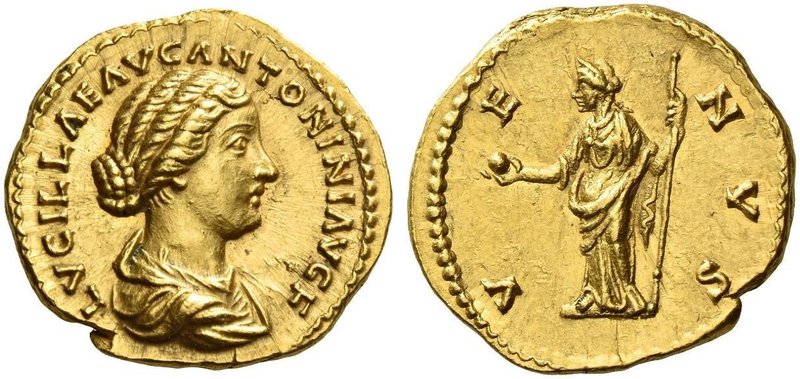 Lucilla, wife of Lucius Verus. Aureus circa 164-169 or 183, AV 7.24 g. LVCILLAE ...