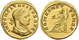 Tacitus, 275 – 276. Aureus, Siscia 275-276, AV 4.66 g. IMP C M CL TACITVS AVG Laureate, draped and cuirassed bust r. Rev. ROMAE AET – ERNAE Roma seate...