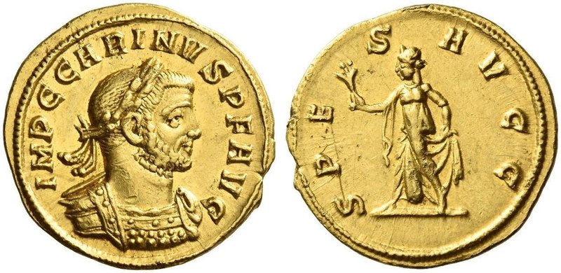 Carinus augustus, 283 – 285. Aureus, Siscia 284, AV 4.52 g. IMP C CARINVS P F AV...