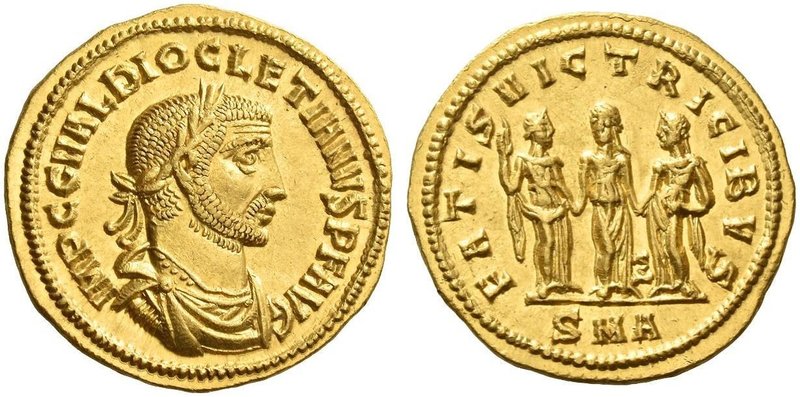 Diocletian, 284-305. Aureus, Antiochia 286, AV 5.39 g. IMP C G VAL DIOCLETIANVS ...