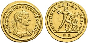 Diocletian, 284-305. Aureus 289-290, AV 5.86 g. IMP C C VAL DIOCLETIANVS P F AVG Laureate and draped bust r. Rev. IOVI FVL – GERAT – ORI Jupiter stand...