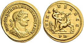 Maximianus augustus, first reign 286 – 305. Aureus 287, AV 5.35 g. IMP C M AVR VAL MAXIMIANVS P AVG Laureate head r. Rev. VIRT – VS A – VGG Hercules s...