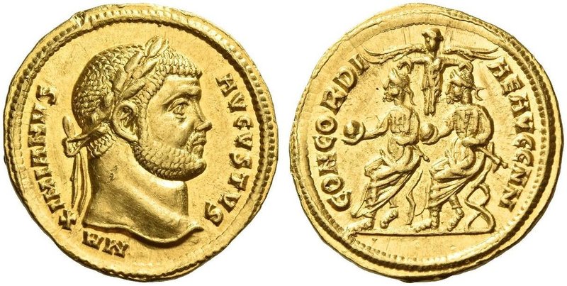 Maximianus augustus, first reign 286 – 305. Aureus, Cyzicus circa 293, AV 5.47 g...