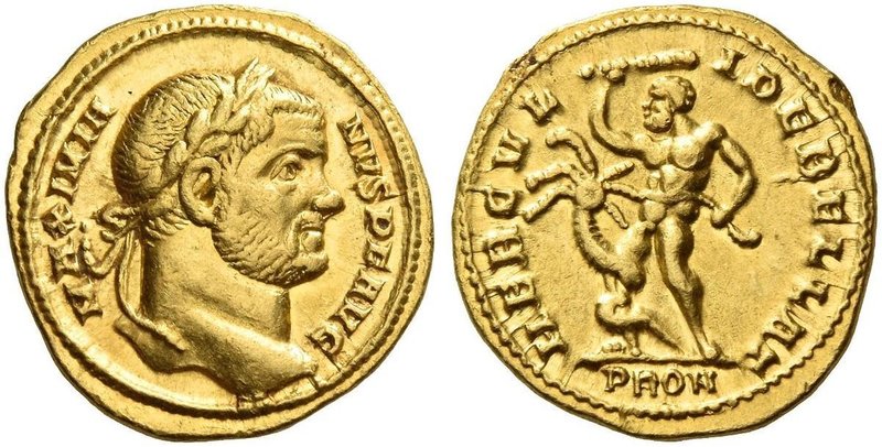 Maximianus augustus, first reign 286 – 305. Aureus 294, AV 5.27 g. MAXIMIA – NVS...