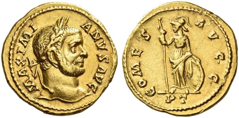 Maximianus augustus, first reign 286 – 305. Aureus, Treveri 294, AV 5.50 g. MAXI...