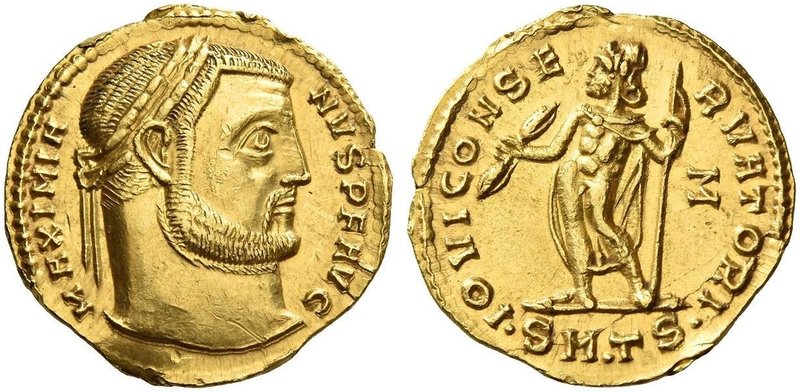 Maximianus augustus, first reign 286 – 305. Aureus, Thessalonica circa 308-310, ...