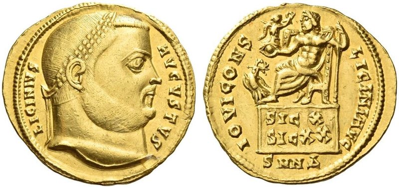 Licinius I, 308 – 324. Aureus, Nicomedia 317, celebrating the Decennalia of Nove...