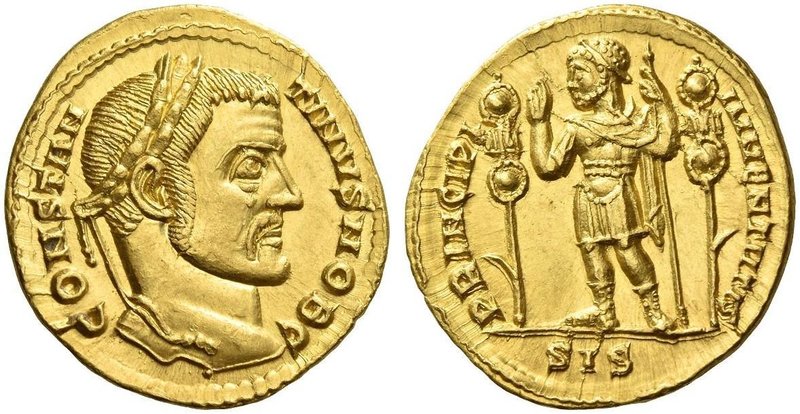 Constantine I caesar, 306 – 307. Aureus, Siscia circa 306–307, AV 5.07 g. CONSTA...