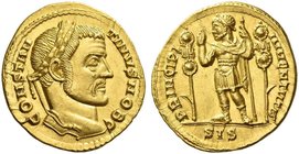 Constantine I caesar, 306 – 307. Aureus, Siscia circa 306–307, AV 5.07 g. CONSTAN – TINVS NOB C Laureate head r. Rev. PRINCIPI – IVVENTVTIS Constantin...