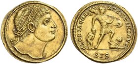Constantine I augustus, 307 – 337. Medallion of 1 ½ solidi, Siscia 327, AV 6.83 g. Diademed head r. Rev. GLORIA CON – STANTINI AVG Emperor walking r.,...
