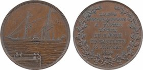 Second Empire, Compagnie des paquebots à vapeur entre Le Havre et Honfleur, 1854 Paris
TTB+. Cuivre, 32,0 mm, 15,30 g, 12 h, Punch: Main

Petites t...