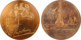 Île d'Aix, embarquement de Napoléon Ier sur le Bellérophon et le Musée Napoléon, par Corbin, s.d. Paris
SUP. Bronze, 70,0 mm, 136,80 g, 12 h, Punch: ...