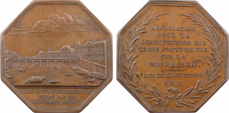 Paris, Association des ponts de fer sur la Seine, An 9 (1801) Paris
SUP. Bronze...