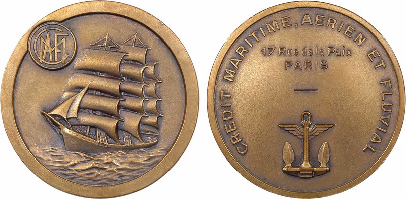 Crédit Maritime, Aérien et Fluvial (Paris), s.d
SUP. Bronze, 60,0 mm, 98,50 g, ...