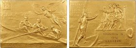 Fédération française des Sociétés d'aviron, par P. Aubé, 1912 Paris
SUP+. Bronze doré, 50,3 mm, 110,12 g, 12 h, Punch: Triangle

Superbe plaque, da...