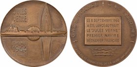 Ateliers et Chantiers de la Seine Maritime, le Jules Verne (premier navire méthanier français), par Langellé, 1964 Paris
SUP+. Bronze, 67,5 mm, 156,4...