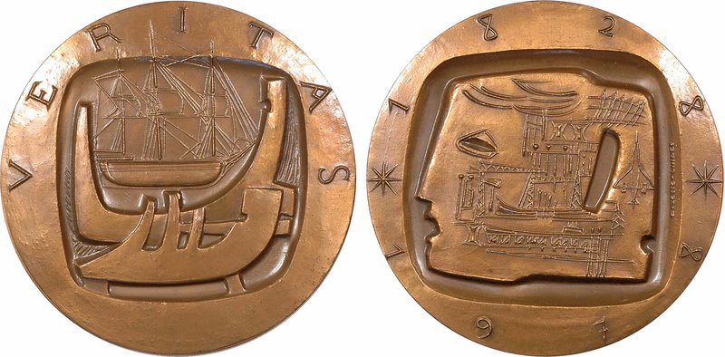 Bureau Véritas, centenaire, par Mauger, 1828-1928 Paris
SUP. Bronze, 72,0 mm, 1...