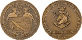 Compagnie des Messageries Maritimes, le paquebot Calédonien (Nouvelle Calédonie), par Baron, 1952 Paris
SPL. Bronze, 59,0 mm, 88,40 g, 12 h, Punch: C...
