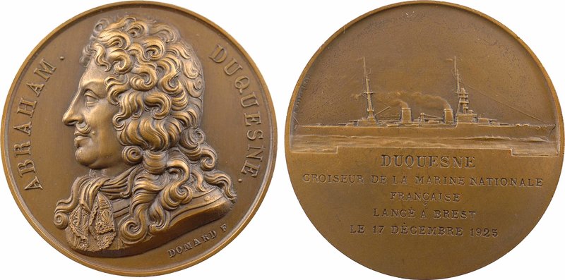 Militaria, Marine Nationale, lancement du croiseur Duquesne, par Domard et Morlo...