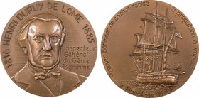 Militaria, Henri Dupuy de Lome (Génie Maritime), par Gondard, 1985 Paris
SPL. Bronze, 67,5 mm, 178,40 g, 12 h, Punch: Corne d'abondance

Au revers,...