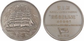 Union Industrielle et Maritime / Chantiers et Ateliers de Provence, le cargo Roseline, 1957 Paris
SPL. Bronze argenté, 50,0 mm, 58,50 g, 12 h, Punch:...