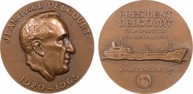 Vème République, le transporteur de soufre liquide Président Delcourt, par Delamarre, 1972 Paris
SUP+. Bronze, 50,0 mm, 84,00 g, 12 h, Punch: Corne d...