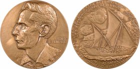 Vème République, hommage à Henry de Monfreid, par Normand, s.d. (1974) Paris
SUP. Bronze, 68,0 mm, 158,40 g, 12 h, Punch: Corne d'abondance

Vernis...