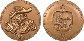 Vème République, hommage au Chevalier Paul (Paul de Saumure, Ordre de Malte), par Bisette-Lindet, 1984 Paris
SPL. Bronze, 67,5 mm, 190,70 g, 12 h, Pu...
