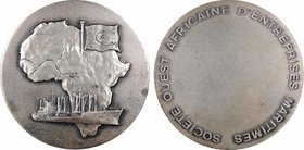 Afrique de l'Ouest, Société ouest africaine d'entreprises maritimes, s.d
SUP. Bronze argenté, 79,5 mm, 203,50 g, 12 h, Punch: Triangle