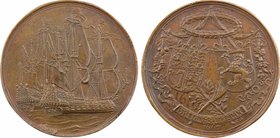 Pays-Bas (Provinces Unies des), Charles II, la paix de Breda et l'alliance avec la Grande Bretagne, par Adolfszoon, fonte, 1667
TTB, R. Bronze, 44,0 ...