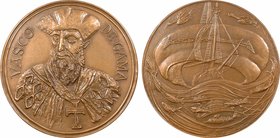 Portugal, hommage à Vasco de Gama, par H. Guastalla, s.d. Paris
SPL. Bronze, 81,5 mm, 248,60 g, 12 h, Punch: Corne d'abondance