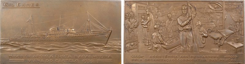 Portugal, lancement du navire hôpital Gil Eanes, par M. Norte, 1955
SUP+. Bronz...