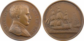 Royaume-Uni, Napoléon en exil à bord du Bellérophon, par Brenet, 1815 Paris (refrappe)
SUP. Bronze, 41,0 mm, 40,80 g, 12 h, Punch: Corne d'abondance...