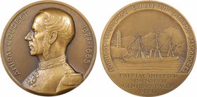 Tonkin, l'Amiral Courbet, par Patriarche, s.d. Paris
SUP+. Bronze, 67,5 mm, 133,00 g, 12 h, Punch: Corne d'abondance