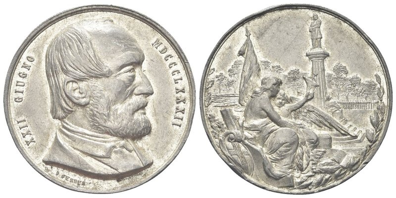 Durante Umberto I, 1878-1900.
Medaglia 1882 opus P. Ferrea.
Zinco gr. 43,26 mm...