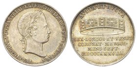 Ferdinando I, Imperatore d'Austria e re del Lombardo-Veneto, 1835-1848.
Medaglia o Gettone 1838 del Giuramento delle Province Lombarde.
Ag gr. 5,47 ...