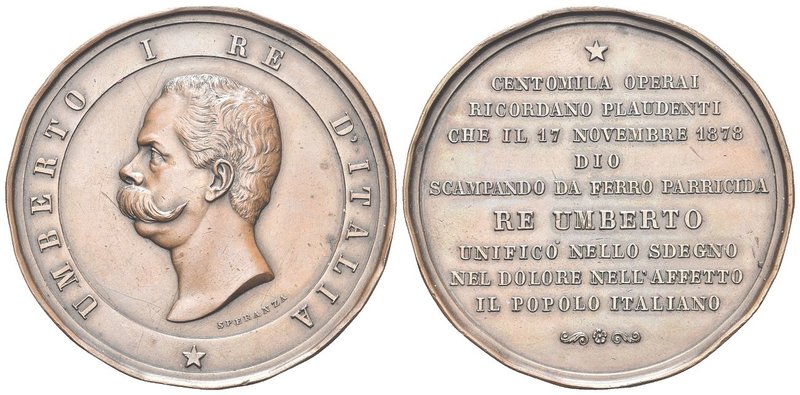 Vittorio Emanuele II, 1849-1878.
Medaglia 1878 opus F. Speranza.
Æ gr. 79,42 m...