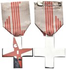 Ventennio Fascista, dal 1923 al 1943.
Decorazione ONB con croce GIL rossa e con nastro grigio con pali verticali rossi (in busta originale S. Johnson...