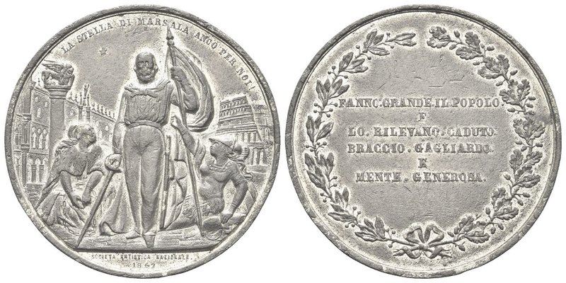 Durante Vittorio Emanuele II, 1861-1878.
Medaglia 1862.
Zinco gr. 54,55 mm 51,...