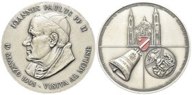 Giovanni Paolo II (Karol Wojtyla), 1978-2005.
Medaglia 1995.
Metallo Bianco gr. 148,92 mm 80,9 
Dr. JOANNES PAULUS PP II / 19 MARZO 1995 VISITA AL ...