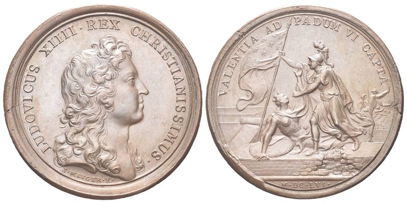 Luigi XIV di Borbone (Re di Francia), 1638-1715.
Medaglia 1656 opus J. Mauger....